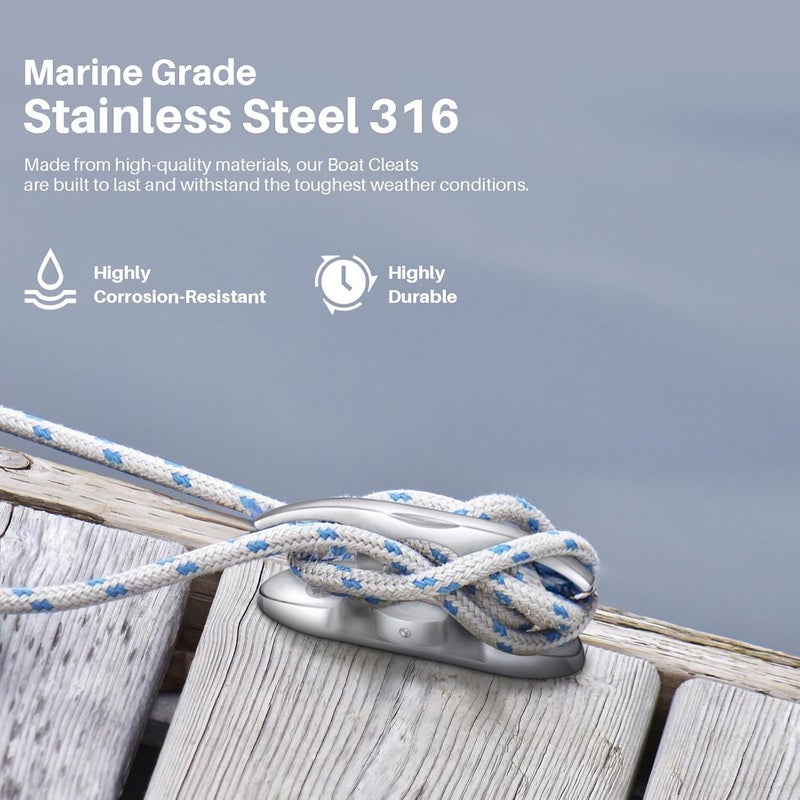 OBAKL Boat Folding Cleats, Marine Grade Stainless Steel 316 Boat Cleats Pack of 4, Installation Accessories Included - Image 4